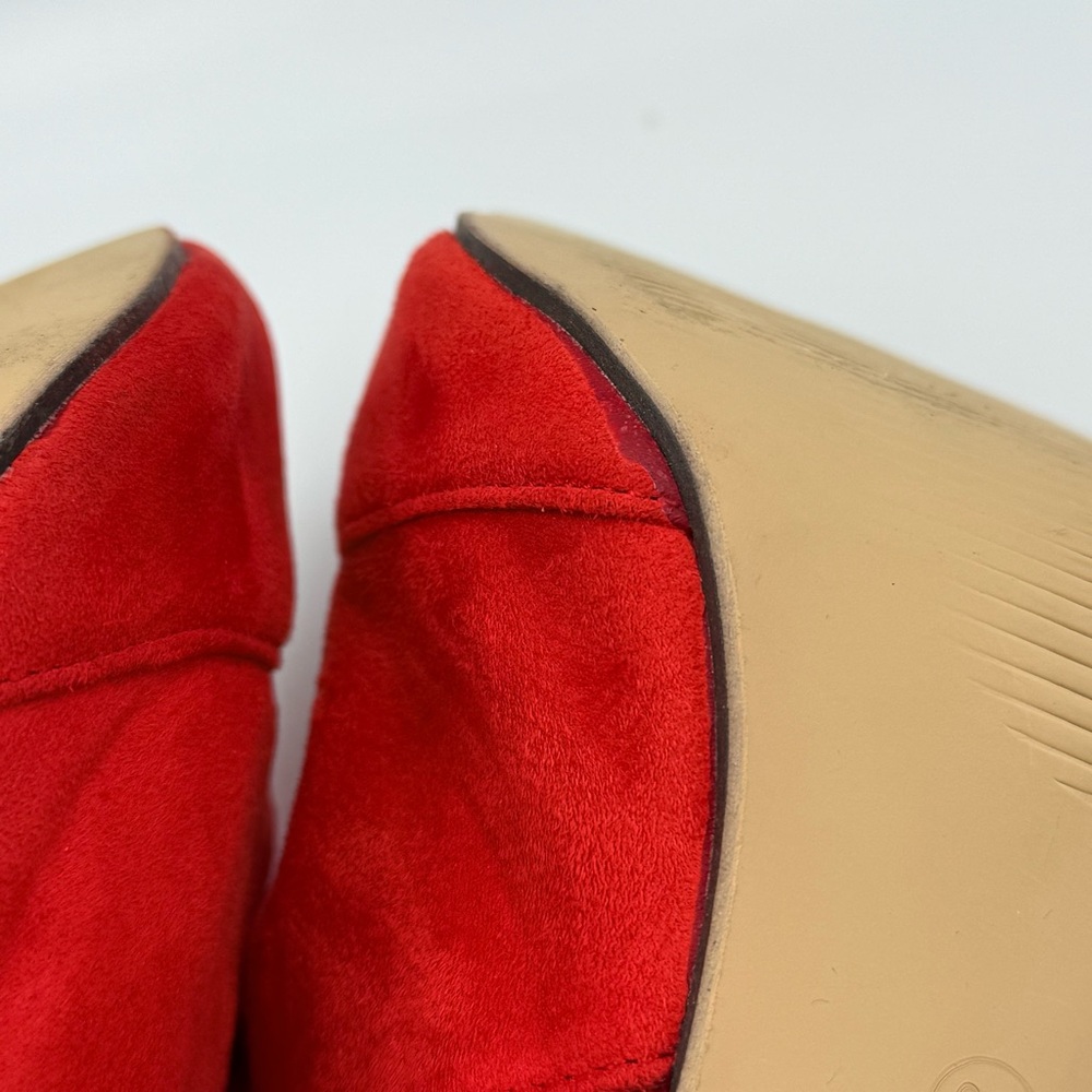 Meiliani Red Faux Suede Peep Toe Stiletto Booties Women’s Size 8 - Picture 14 of 15